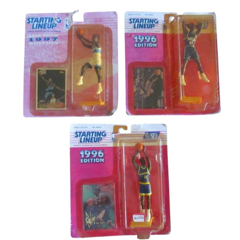 Lot of 3 Starting Lineup NBA Action Figures 1996-1997 Edition Sealed Collectible
